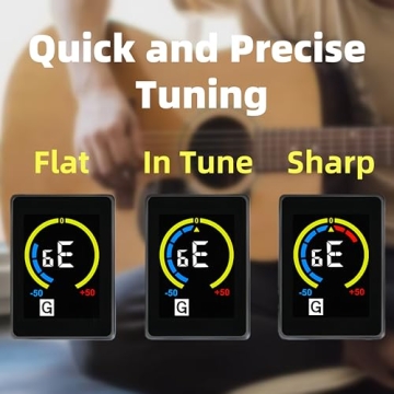 Rechargeable Guitar Tuner - Clip-On Tuner for Guitar, Bass, Ukulele, Violin