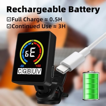 Rechargeable Clip-On Guitar Tuner with Multi-Instrument Modes