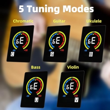 Rechargeable Clip-On Guitar Tuner with Multi-Instrument Modes