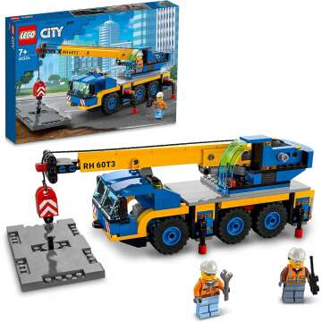 LEGO 60324 City Off-Road Crane, Crane and Truck Toy with Hooks, Buildable Vehicle Toy for Boys and G...