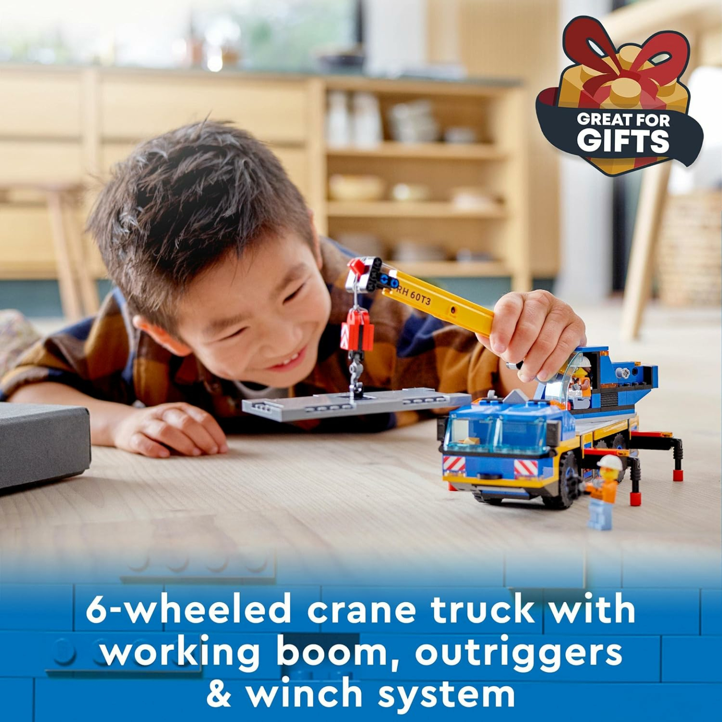 LEGO 60324 City Off-Road Crane, Crane and Truck Toy with Hooks, Buildable Vehicle Toy for Boys and Girls from 7 Years, Gift for Children and Fans of Construction Vehicles