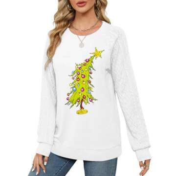 MAXIMGR Christmas Sweatshirts for Women Christmas Tree Graphic Sweatshirt Merry Christmas Shirts Xma...