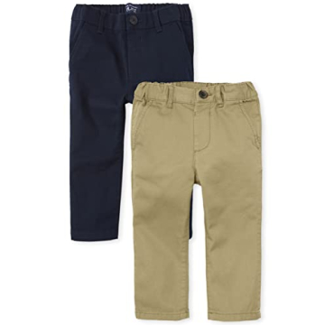 Toddler Boys Stretch Skinny Chino Pants - 2 Pack in Flax & New Navy