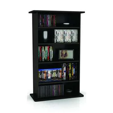 Atlantic Drawbridge Media Storage Cabinet - Organize optical media, up to 240 CD, or 108 DVD, or 132 BD/Video Games, Adjustable Shelves, PN 37935726 in Black