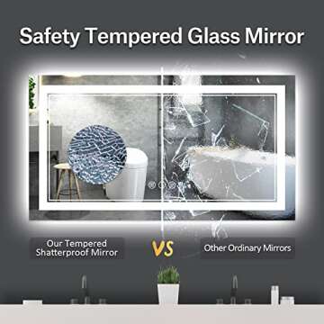 ISTRIPMF 55x30 Inch LED Bathroom Mirror, Backlit and Front Light Anti-Fog Dimmable Memory Lighted Vanity Mirror, Large Shatterproof Wall-Mounted Led Mirror for Bathroom