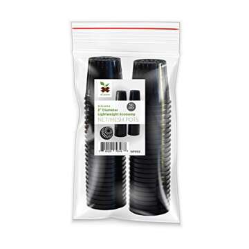 xGarden - Lightweight Economy Net Pots - Thin Lip & Slotted Sides - for Hydroponics & Aquaponics - UV Resistant & BPA Free Plastic - Indoor or Outdoor Growing - Black 2" Round Mesh Pot Cups - 50 Pack