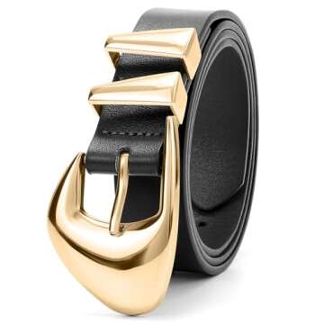 XZQTIVE Women's Leather Belts with Gold Buckle for All Sizes