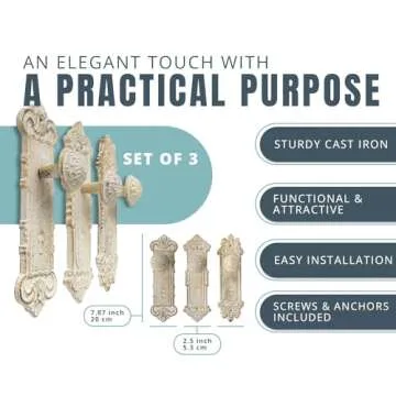 Chic Cast Iron Wall Hooks Set of 3 for Vintage Decor