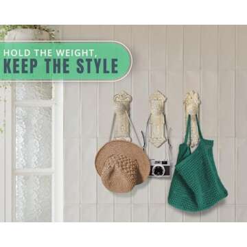 Chic Cast Iron Wall Hooks Set of 3 for Vintage Decor