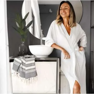 Bazaar Anatolia Hand Towels - Set of 4 | 39" x 19" - Decorative Turkish Hand Towel for Bathroom, 100% Cotton, Kitchen, Face, Hair, Tea, Dishcloth, Bathroom Hand Towels - Stripe Black