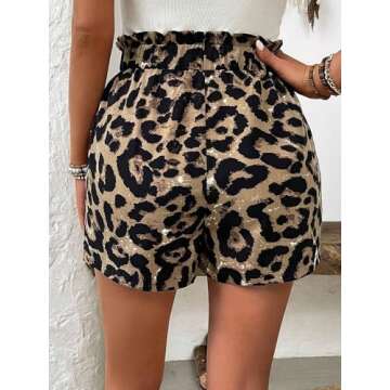 Nicetage Womens Cheetah Print Shorts Casual Baggy Trendy y2k Leopard Shorts Summer Short Pants Elast...