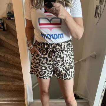 Nicetage Womens Cheetah Print Shorts Casual Baggy Trendy y2k Leopard Shorts Summer Short Pants Elastic High Waist Comfy C-HL01-Leopard-S