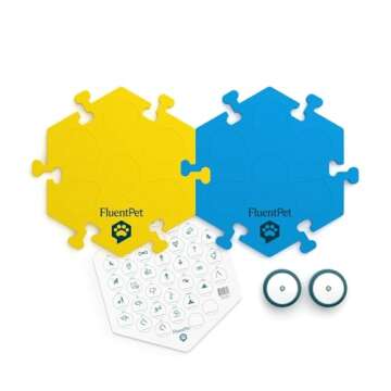 FluentPet Tester Kit - Set of 2 Dog Talking Buttons & 1 Blue HexTile - Customizable Cat & Dog Traini...