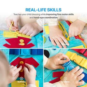 Toddler Busy Board - Montessori Toys for Toddlers Babies - Buckle Zipper Buttons Laces - Educational Toy for 3 4 5 Year Old Boys Girls Kids - Fine Motor Skills Sensory Autism Learning (Air_Balloon)