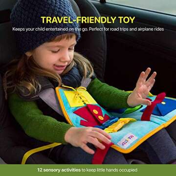 Toddler Busy Board - Montessori Toys for Toddlers Babies - Buckle Zipper Buttons Laces - Educational Toy for 3 4 5 Year Old Boys Girls Kids - Fine Motor Skills Sensory Autism Learning (Air_Balloon)