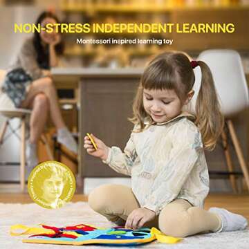 Toddler Busy Board - Montessori Toys for Toddlers Babies - Buckle Zipper Buttons Laces - Educational Toy for 3 4 5 Year Old Boys Girls Kids - Fine Motor Skills Sensory Autism Learning (Air_Balloon)