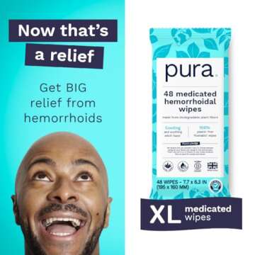 Pura Flushable XL Hemorrhoid Wipes for Instant Relief