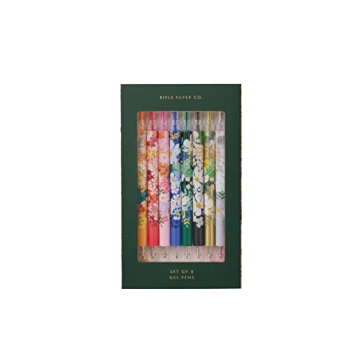 RIFLE PAPER CO. Margaux Gel Pen Set of 8 - Boxed Set of 8 Different Colored Retractable Gel Pens, 0....