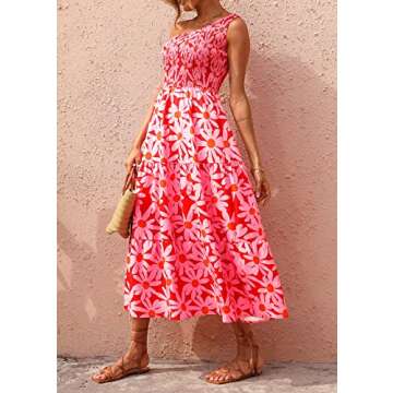 BTFBM Summer One Shoulder Floral Flowing Maxi Dress