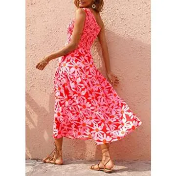 BTFBM Summer One Shoulder Floral Flowing Maxi Dress