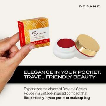Besame Cosmetics | Crimson Cream Rouge - 1938 | Cream Blush for Cheeks + Lips with Long Wearing Matte Finish | Vintage Makeup in Reusable Tin | 2-in-1 Lip and Cheek Tint | Vegan Makeup Blush