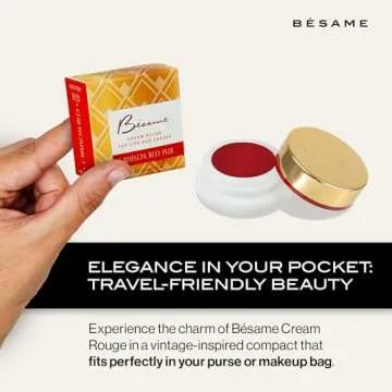 Besame Cosmetics | Crimson Cream Rouge - 1938 | Cream Blush for Cheeks + Lips with Long Wearing Matte Finish | Vintage Makeup in Reusable Tin | 2-in-1 Lip and Cheek Tint | Vegan Makeup Blush