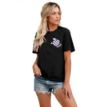 VVNTY Teacher Shirts Women: in My Teacher Era Shirt Preschool Teacher Life T Shirt Teachers Gift Tops Black