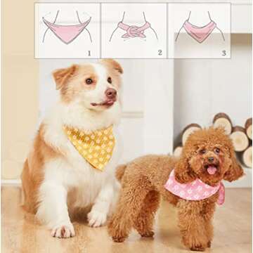4PCS Spring Dog Bandanas for Cute Pets - Adjustable & Washable