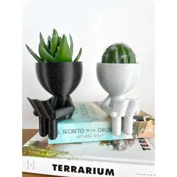 Bookworm Planter Gift for Plant Lovers and Readers