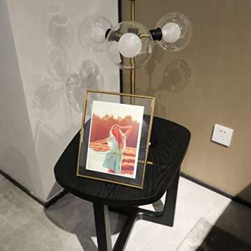 AhaGo Gold Floating Frame (8"×10", 2 Set), For Picture 7x9, 6x8, 5x7, Tabletop Shelf Photo Frames, Classy for Mother's Day, Wedding or Birthday