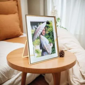 AhaGo Gold Floating Frame (8"×10", 2 Set), For Picture 7x9, 6x8, 5x7, Tabletop Shelf Photo Frames, Classy for Mother's Day, Wedding or Birthday