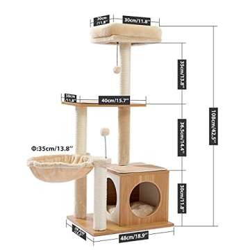 PEQULTI Cat Tree Modern Cat Tower for Indoor Cats,Multilevel Cat Play House with Large Condo, Spacio...