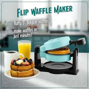 Nostalgia MyMini Flip Belgian Waffle Maker, Waffle Iron with Non-Stick Surfaces, Cool Touch Handles,...