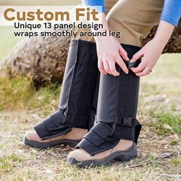 Razer Snake Gaiters for Hiking, Hunting - Snake Bite Protection Guards for Lower Legs with Storage Bag, Heavy Duty, Adjustable Lightweight Flexible Design fits Men, Women - Lab Tested in USA (Black)