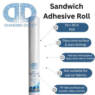 Diamond Dotz Sandwich Adhesive Roll 19x39 for Custom Diamond Painting