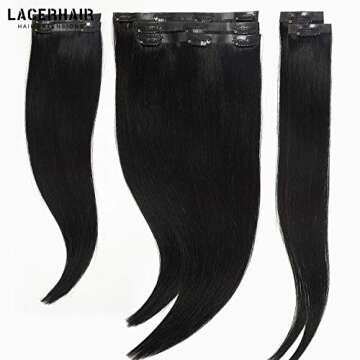 Lacer Hair Seamless Hair Extensions #1 Off Black Ultra Thin Double Weft PU Invisible Clip in Hair Extensions Remy Human Hair Clip in 7pcs 110g 14 Inch