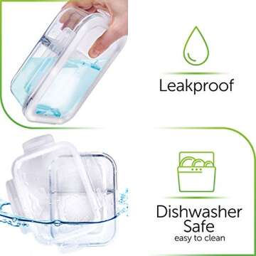 PrepNaturals 5 Pack 36 Oz Glass Meal Prep Containers - Dishwasher Microwave Freezer Oven Safe - Glass Storage Containers with Lids (Multi-Compartment)