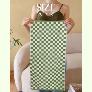 Stylish Green Checkered Hand Towels Set of 4 for Home