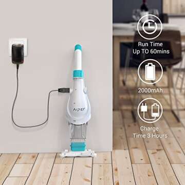 (2023 Upgraded) AIPER Cordless Pool Vacuum, Handheld Rechargeable Swimming Pool Cleaner, 60 Mins Run...