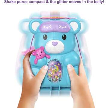 Polly Pocket 2-in-1 Travel Toy, 2 Micro Dolls & 16 Accessories, Teddy Bear Purse Playset with Sleepover Theme
