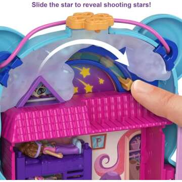 Polly Pocket 2-in-1 Travel Toy, 2 Micro Dolls & 16 Accessories, Teddy Bear Purse Playset with Sleepover Theme