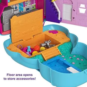 Polly Pocket 2-in-1 Travel Toy, 2 Micro Dolls & 16 Accessories, Teddy Bear Purse Playset with Sleepover Theme