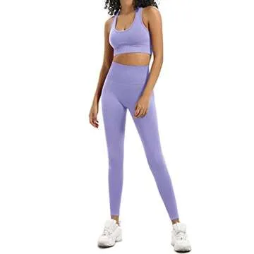 HAODIAN Women's Yoga Outfits 2 Piece High Waisted Leggings with Sports Bra Gym Clothes Sets(Sakura P...