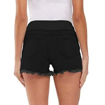 V VOCNI Maternity Indigo Blue Denim Shorts for Moms