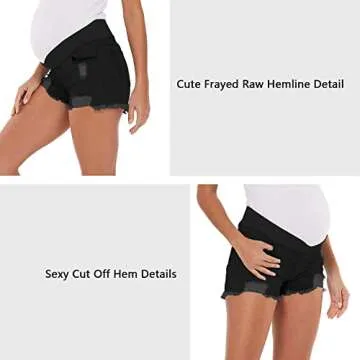 V VOCNI Maternity Indigo Blue Denim Shorts for Moms