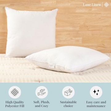 LANE LINEN 24x24 Pillow Inserts Set of 2 – Soft Supportive Decorative Pillows