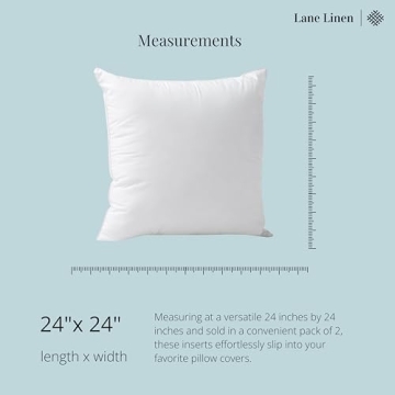 LANE LINEN 24x24 Pillow Inserts Set of 2 – Soft Supportive Decorative Pillows