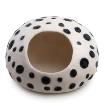 Luxurious Eco-Friendly Merino Wool Cat Cave Bed - Foldable Hideaway Pod for Indoor Cats - Premium Felt Kitten Beds - Covered Cat House for Ultimate Cozy Comfort by Woolygon