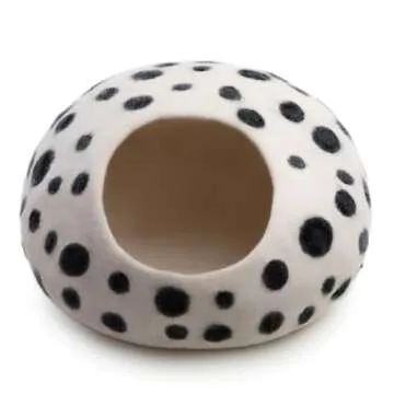 Luxurious Eco-Friendly Merino Wool Cat Cave Bed - Foldable Hideaway Pod for Indoor Cats - Premium Felt Kitten Beds - Covered Cat House for Ultimate Cozy Comfort by Woolygon