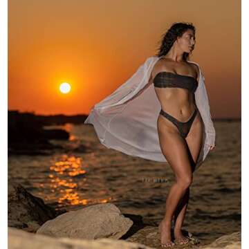 Rave Outfits for Women - EDC Festival Metallic Holographic Bodysuit Bandeau Top Sequin Tassels Skirt 3 Pcs Bikini